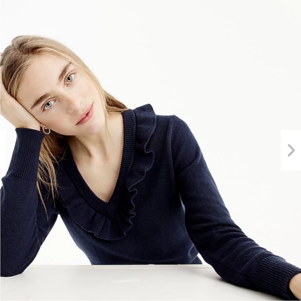 J.Crew Ruffle V-neck sweater - Picture 3 of 6